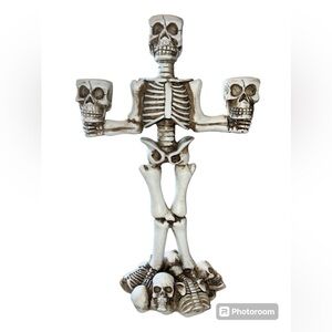 Martha Stewart Halloween Skull Skeleton Candle Holder NWOT